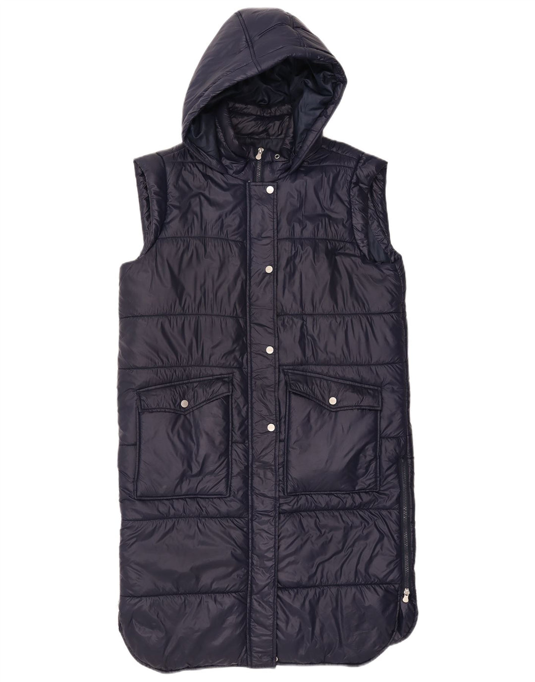 Laura Torelli Damen Übergroße, wattierte Weste mit Kapuze, UK 10, Größe S, Marineblau