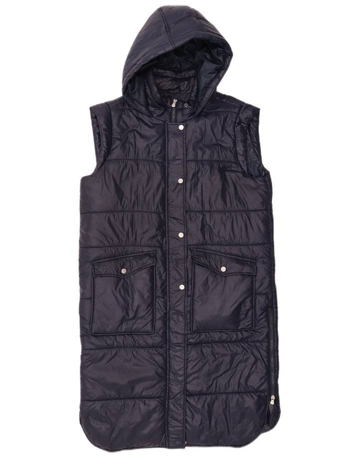 Laura Torelli Damen Übergroße, wattierte Weste mit Kapuze, UK 10, Größe S, Marineblau