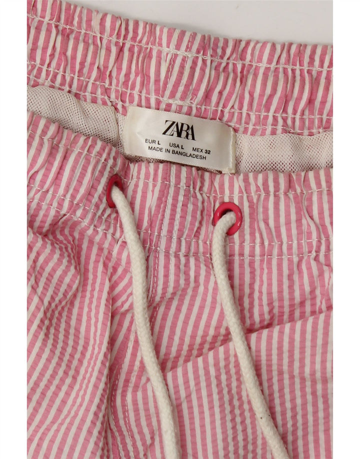 Zara Herren-Badeshorts, Größe L, W34, rosa gestreift