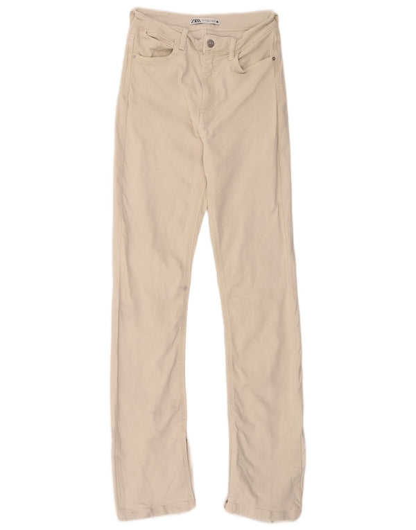 Zara Damen Straight Jeans EU 36 XS W26 L32 Beige