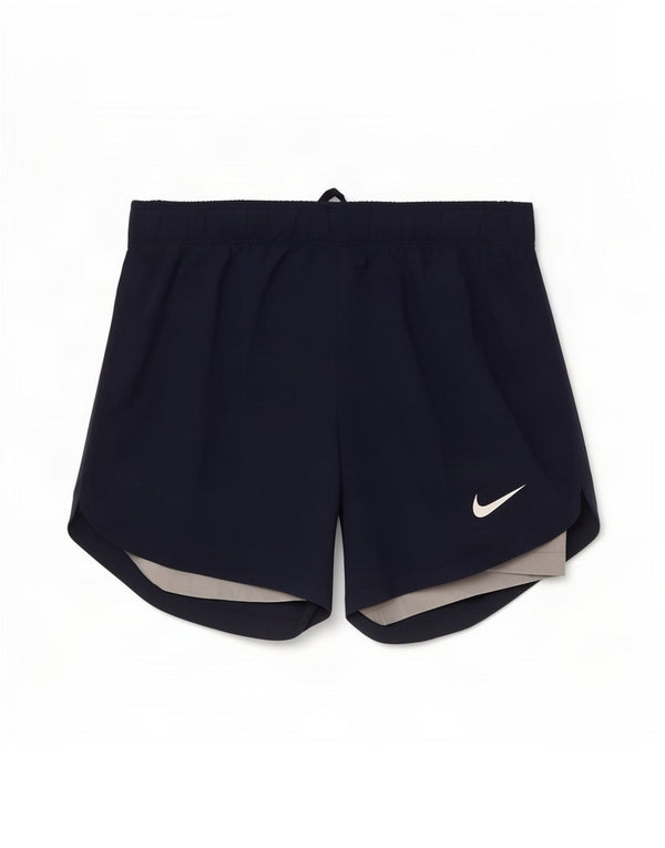 Nike Womens Dri Fit Sport Shorts UK 10 Small Navy Blue Polyester