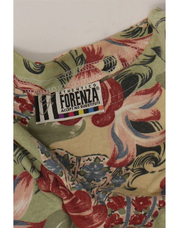 Forenza Damen Top Langarm UK 16 Großes grünes Blumenmuster