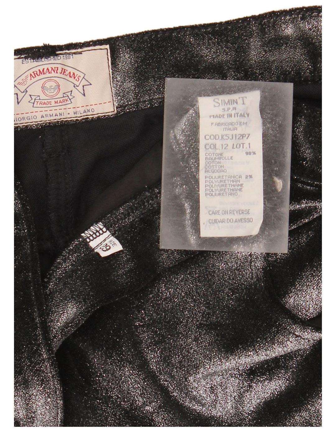 ARMANI Damen gerade Freizeithose W29 L34 schwarze Baumwolle