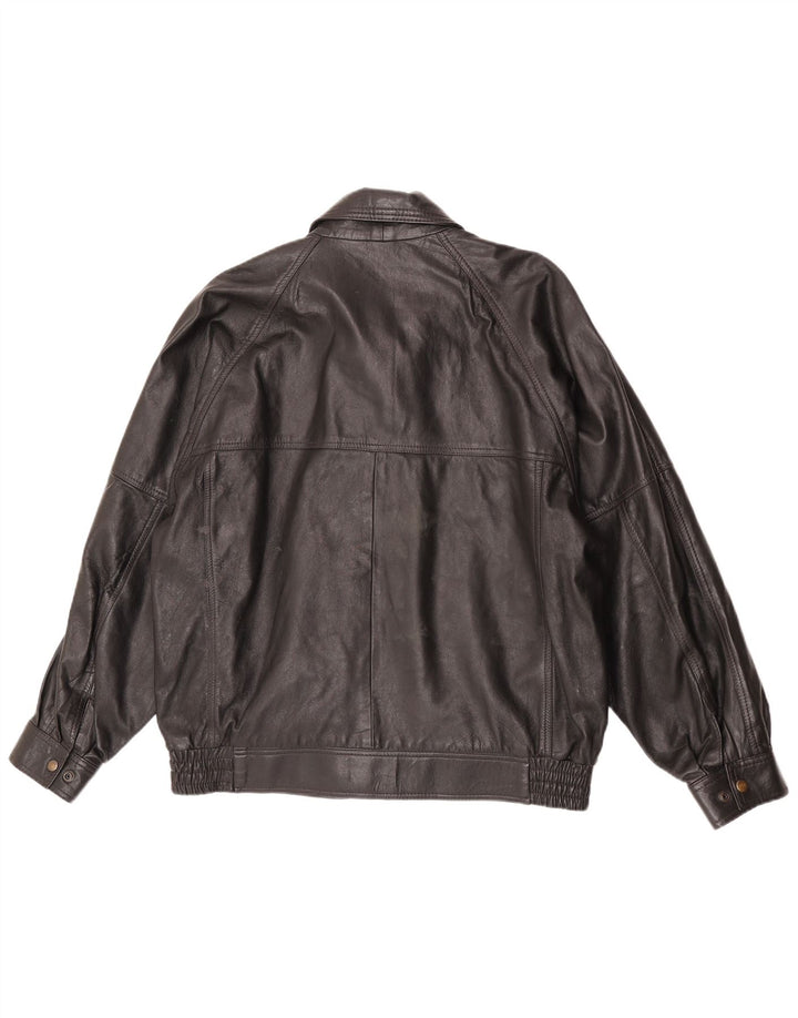 Vintage Herren Lederjacke IT 42 XL Schwarz