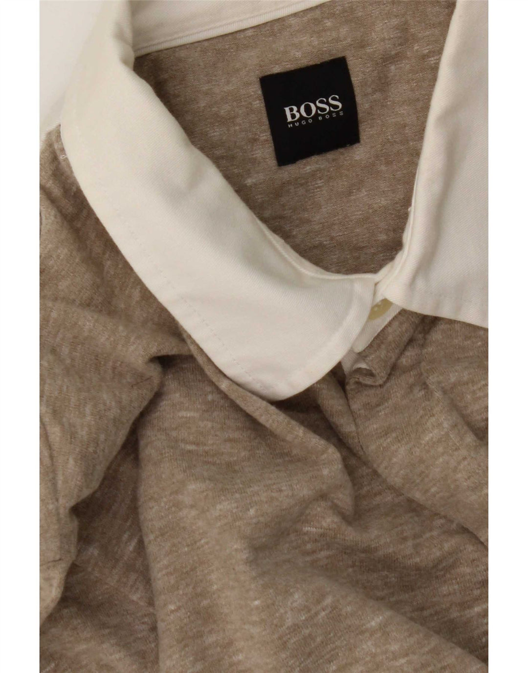 Hugo Boss Herren Langarm-Poloshirt Mittelbeige meliert