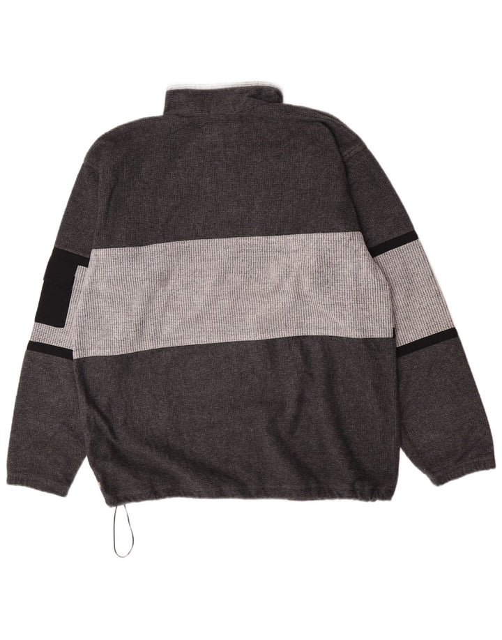 MC Kee's Herren-Fleecepullover mit Reißverschluss am Hals, XL, graues Farbblock-Polyester