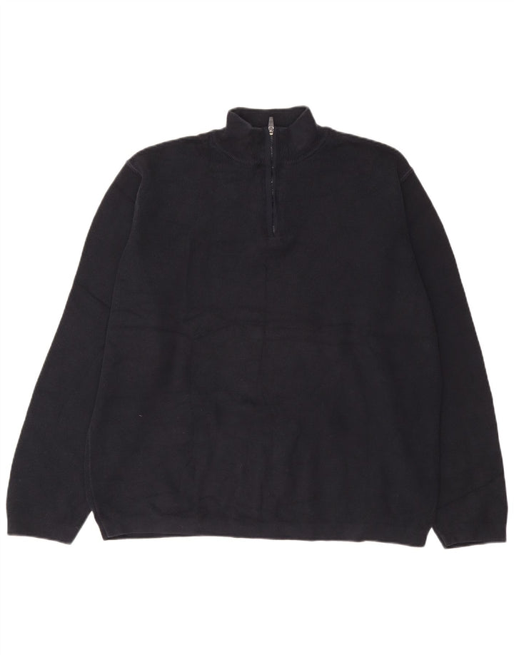 Marks & Spencer Herren Blauer Harbour-Pullover mit Reißverschluss am Hals, XL, Marineblau