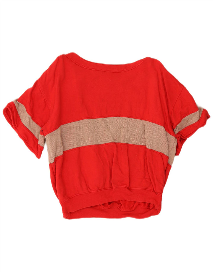 L'Uomo Damen Crop Sweatshirt Pullover UK 16 Large Rot Farbblock