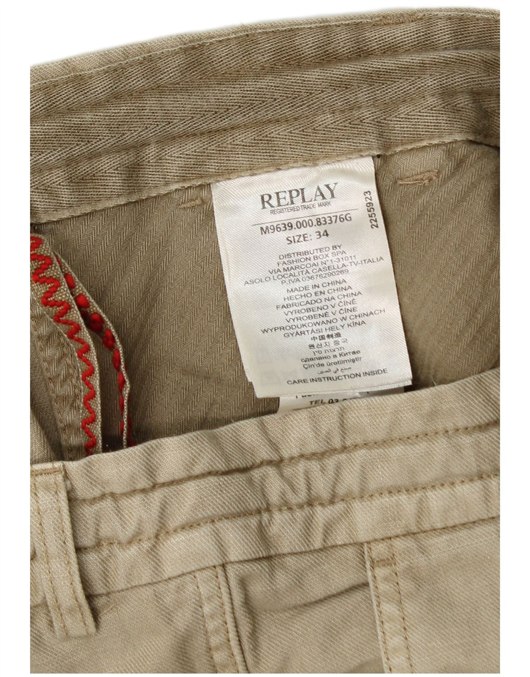 Replay Herren Chino-Shorts W34 Large Beige Baumwolle