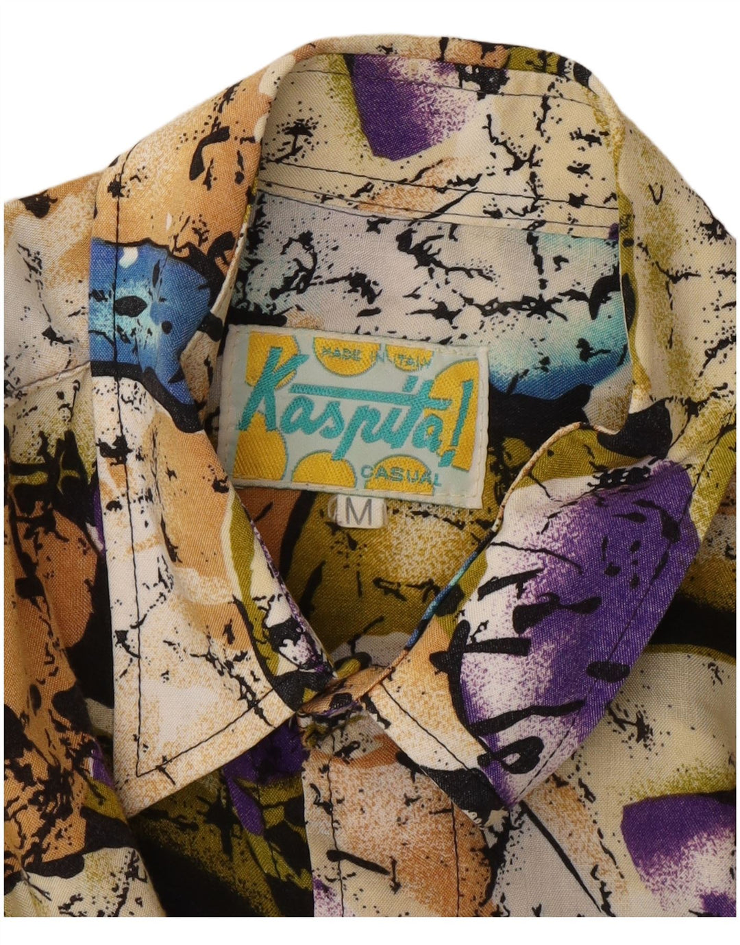 Vintage Herren-Hemd mit abstraktem Muster, mittelgroß, mehrfarbig