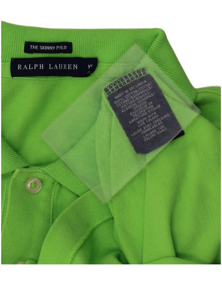 RALPH LAUREN Damen Skinny Poloshirt UK 18 XL Grüne Baumwolle