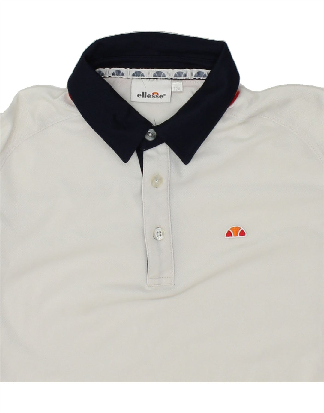 ELLESSE Boys Polo Shirt 11-12 Years White Colourblock Vintage Ellesse and Second-Hand Ellesse from Messina Hembry 