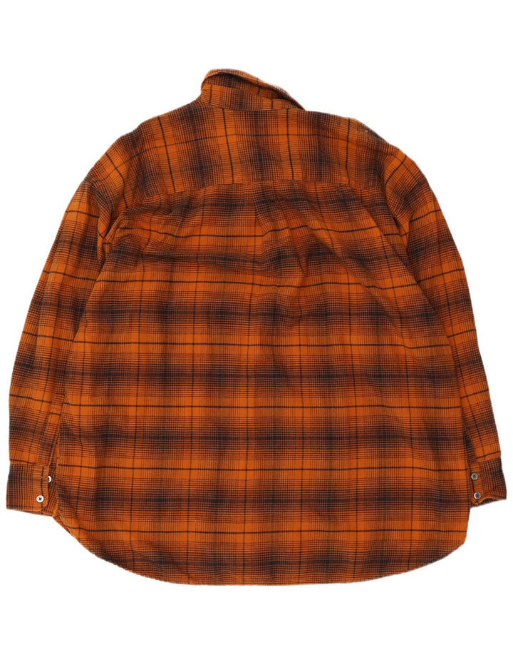 Levi's Damen-Flanellhemd in Übergröße, UK 16, groß, orangefarbene Karo-Baumwolle