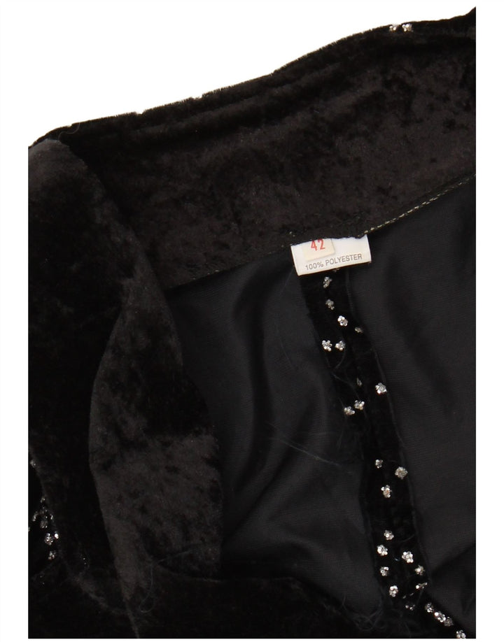 VINTAGE Damen Frack-Blazerjacke mit abstraktem Muster IT 42 Mittelschwarz