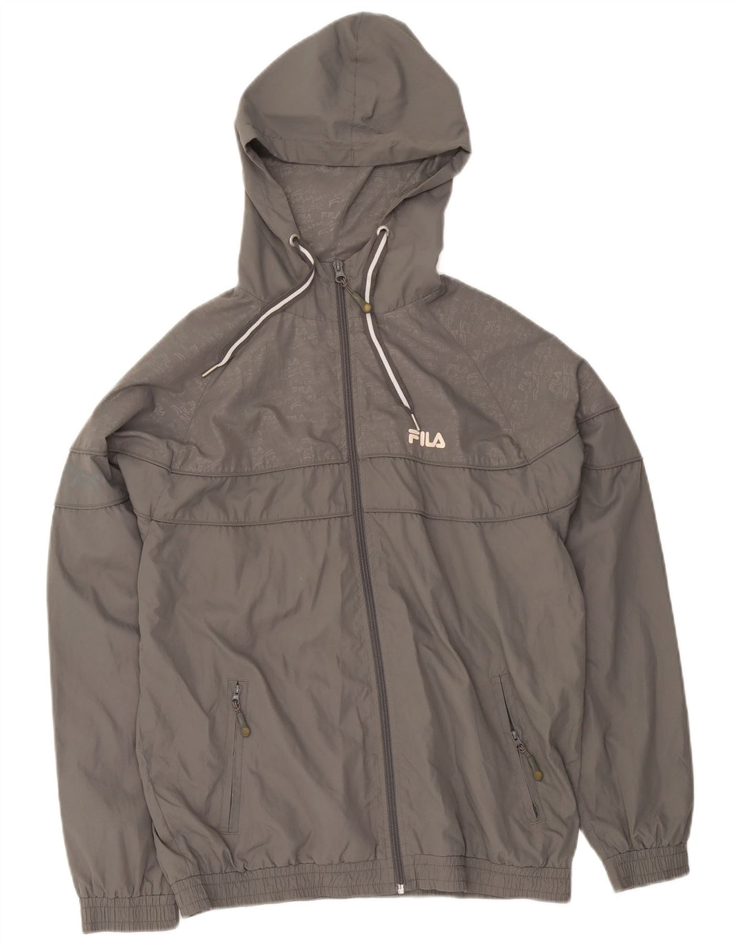 Fila Herren-Trainingsanzug mit grafischer Kapuze, Jacke, Größe S, grau, Polyester