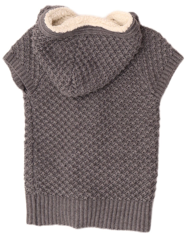 Zara Damen-Cardigan mit Kapuze, kurzärmelig, UK 12, Mittelgrau, Acryl