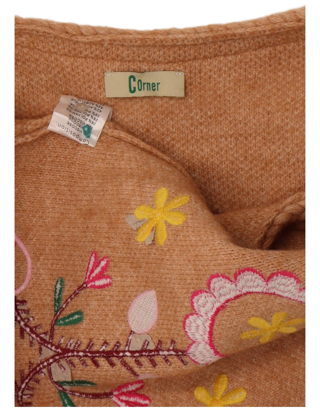 Corner Damen-Cardigan mit offener Grafik, UK 12, Mittelbeige mit Blumenmuster