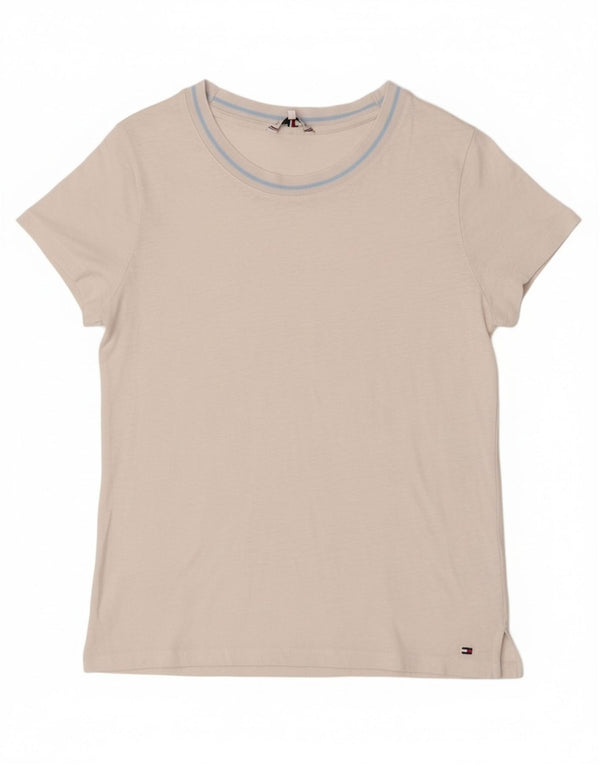 Tommy Hilfiger Damen T-Shirt Top UK 14 Mittelweiße Baumwolle