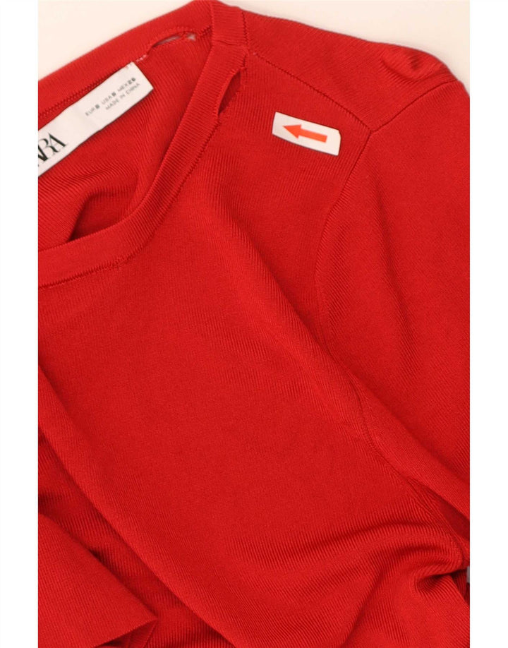 Zara Damen Bluse Top UK 8 Small Rot