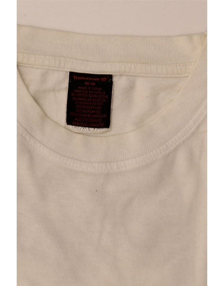 Timberland Herren Grafik-T-Shirt-Oberteil aus mittelweißer Baumwolle