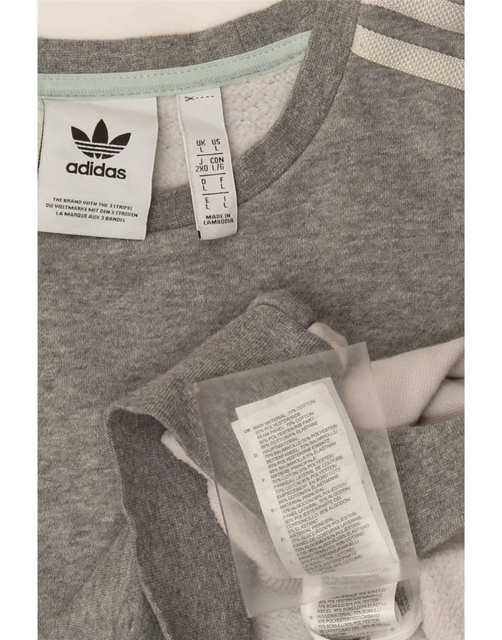 Adidas Herren Sweatshirt Pullover Large Grau Colourblock Baumwolle