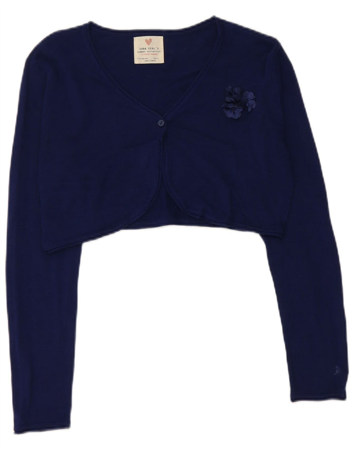 ZARA Mädchen Crop Cardigan Pullover 13-14 Jahre Marineblau geblümt