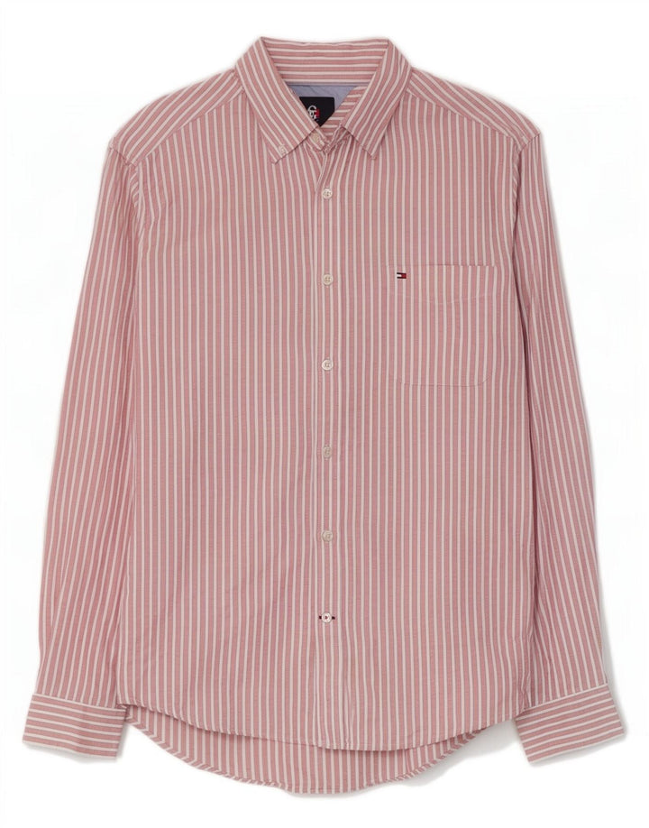 Tommy Hilfiger Herrenhemd, groß, rosa gestreift, Baumwolle