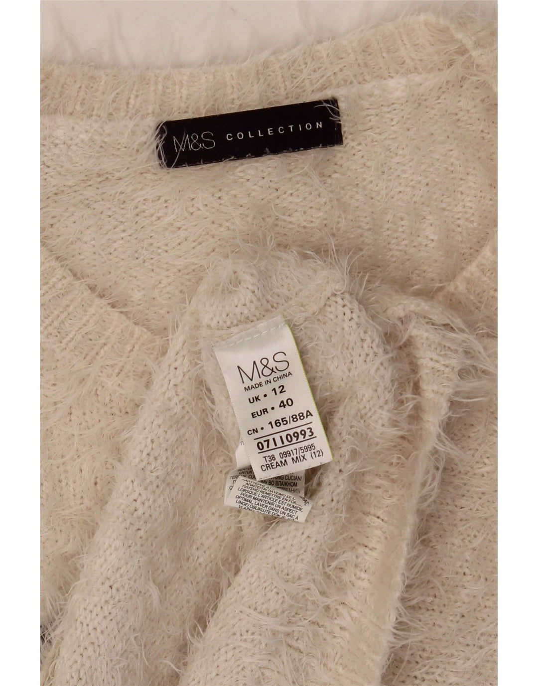 Marks & Spencer Damen-Pullover mit bauchfreiem U-Boot-Ausschnitt, Gr. 12, Mittel, gebrochenes Weiß