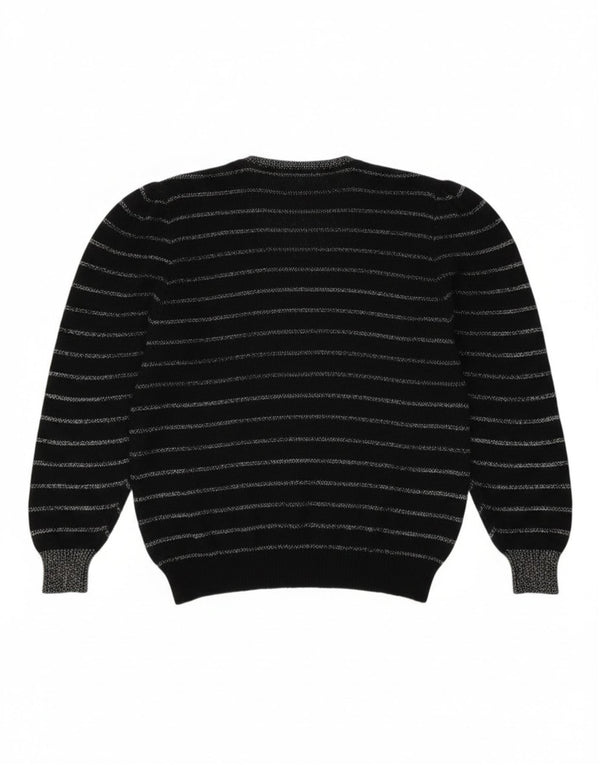 Bramante Damen-Pullover mit V-Ausschnitt, Gr. 42, groß, schwarz gestreift, Mohair