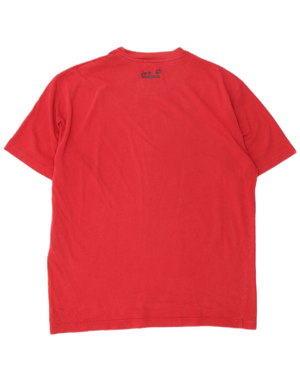 Jack Wolfskin Herren-T-Shirt mit Grafik, groß, aus roter Baumwolle