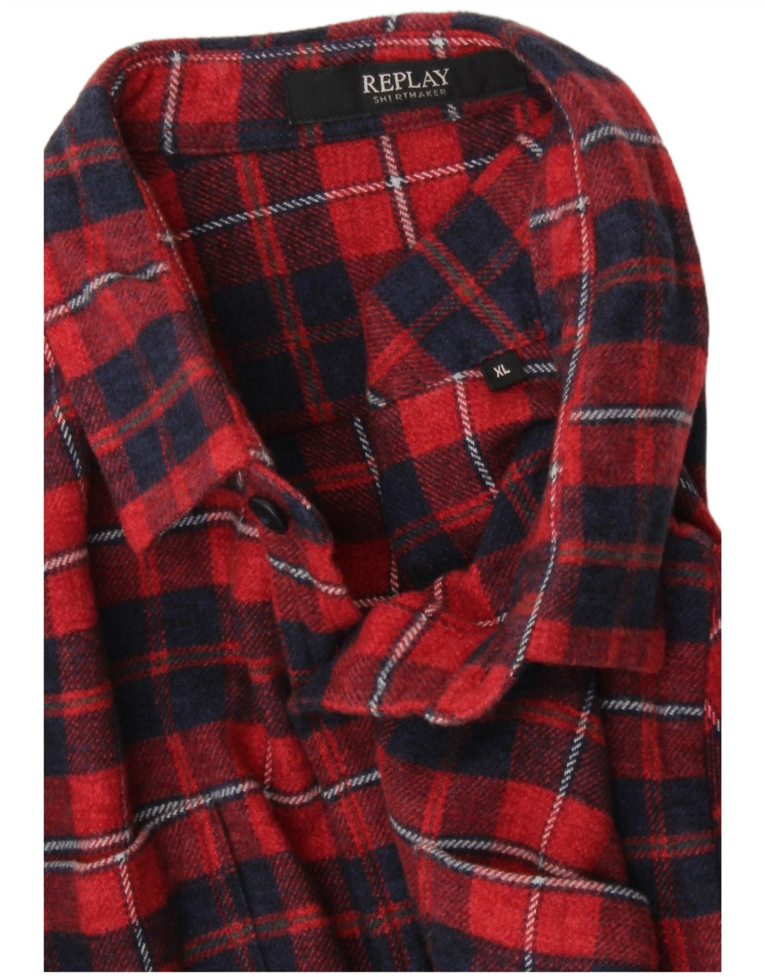 REPLAY Herren-Flanellhemd XL, rot kariert, Baumwolle