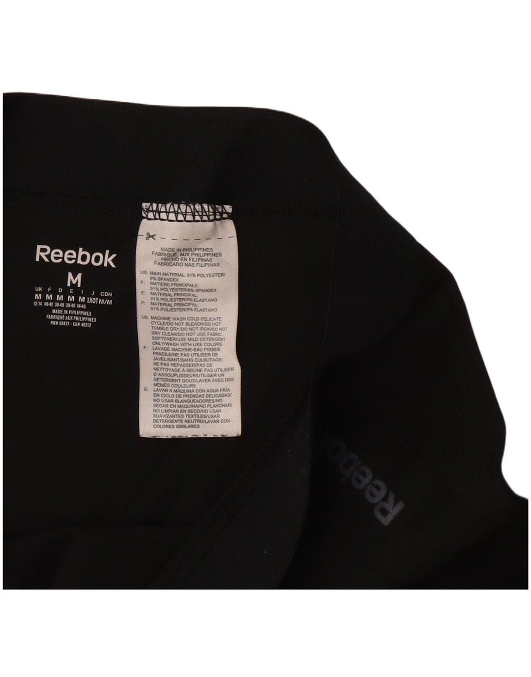 REEBOK Damen Leggings UK 12/14 Medium Schwarz Polyester