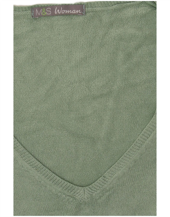 Marks & Spencer Damen-Pullover mit V-Ausschnitt, Gr. 12, Mittelgrün