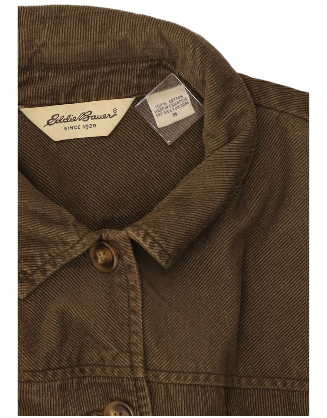 Eddie Bauer Damen Cordjacke UK 14 Medium Khaki Baumwolle