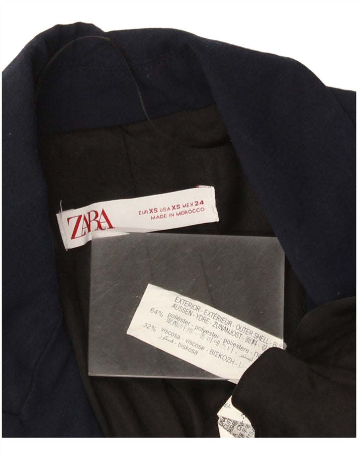 Zara Damen 1-Knopf-Blazerjacke UK 6 XS Marineblau Polyester