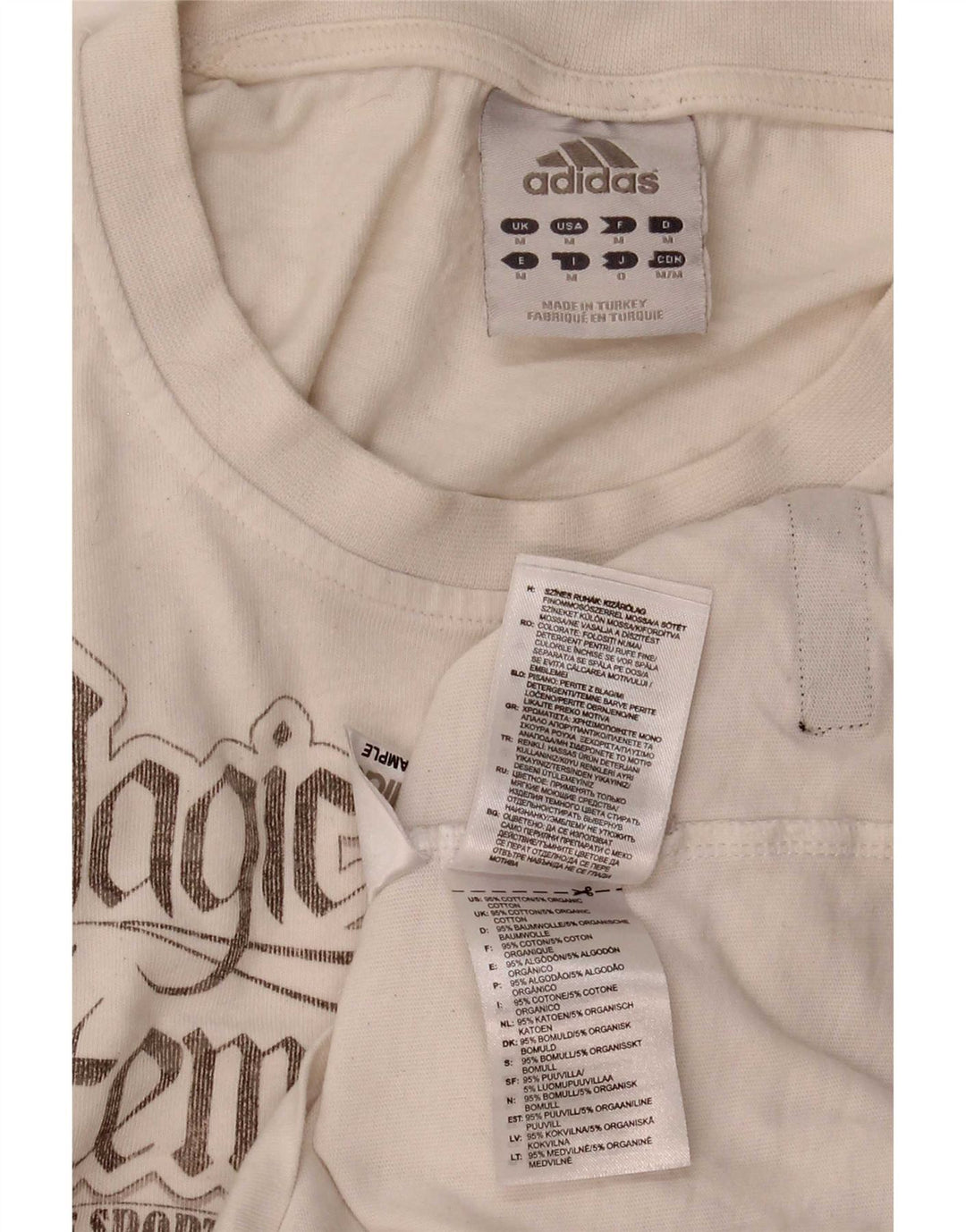 Adidas Herren Grafik-T-Shirt-Oberteil aus mittelweißer Baumwolle