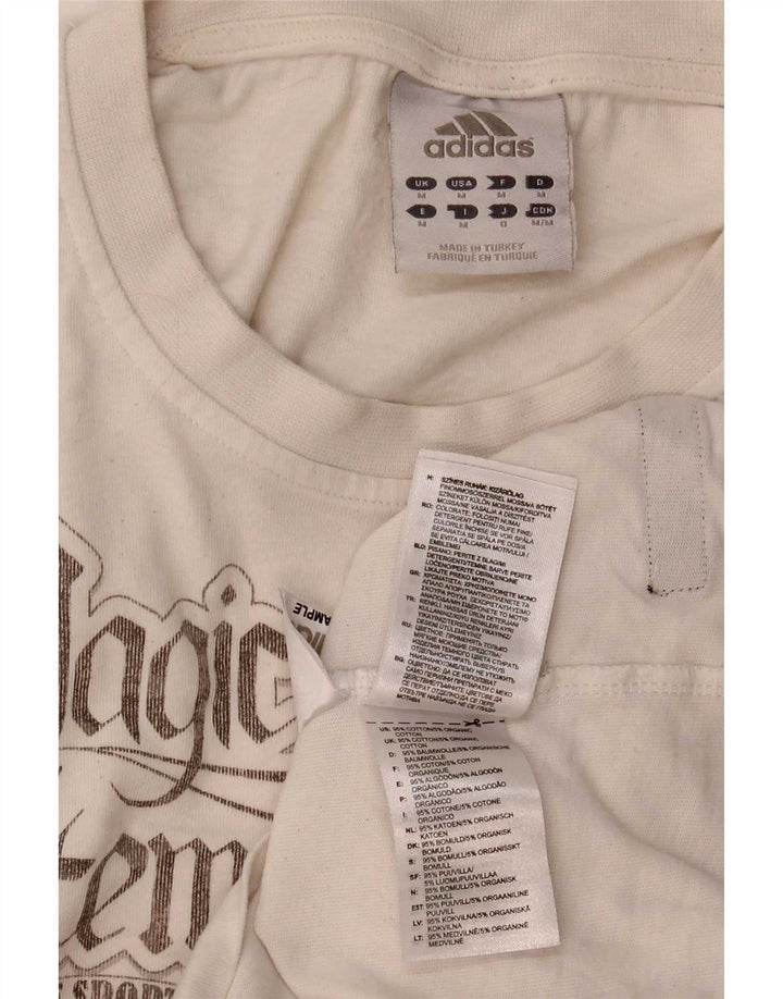 Adidas Herren Grafik-T-Shirt-Oberteil aus mittelweißer Baumwolle