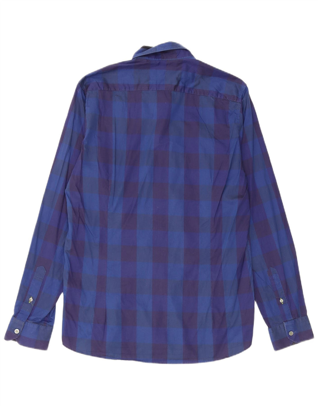 Ted Baker Herrenhemd, Größe 3, mittelblaue Gingham-Baumwolle
