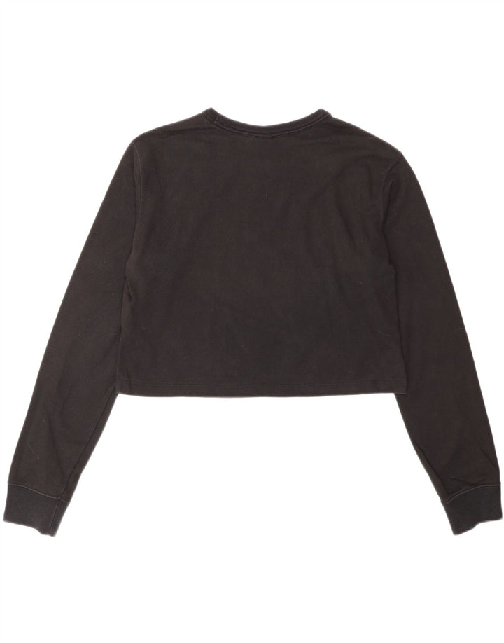 CHAMPION Damen Crop Graphic Top Langarm UK 12 Mittelschwarze Baumwolle