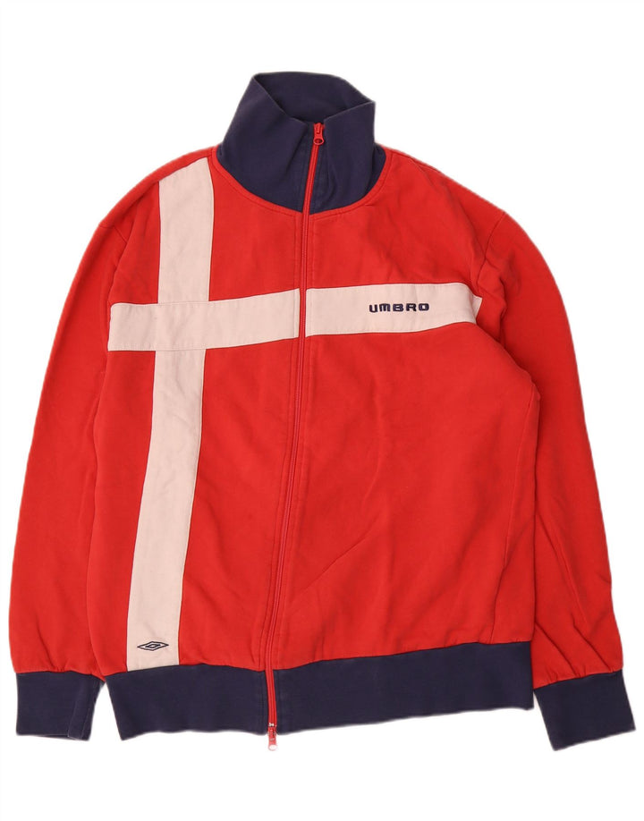 Umbro Herren-Trainingsanzug-Oberteil, Jacke, XL, rote Farbblock-Baumwolle