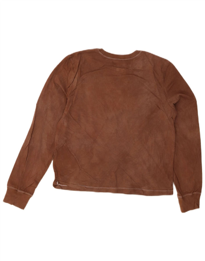 THE NORTH FACE Womens Top Long Sleeve UK 10 Small Brown Cotton