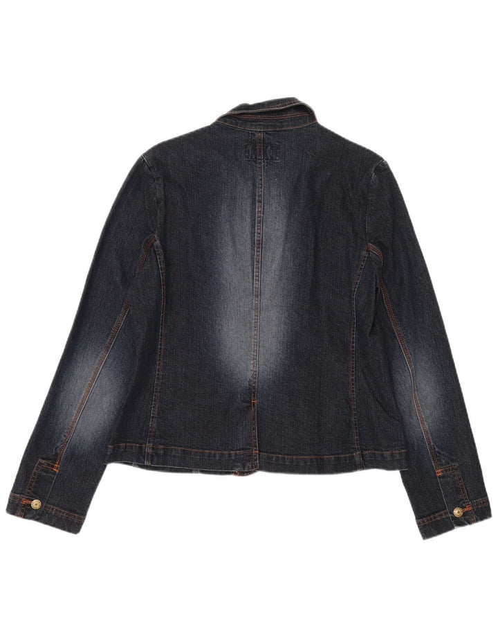 Phase Eight Damen-Blazerjacke mit 3 Knöpfen, UK 14, mittelmarineblaue Baumwolle