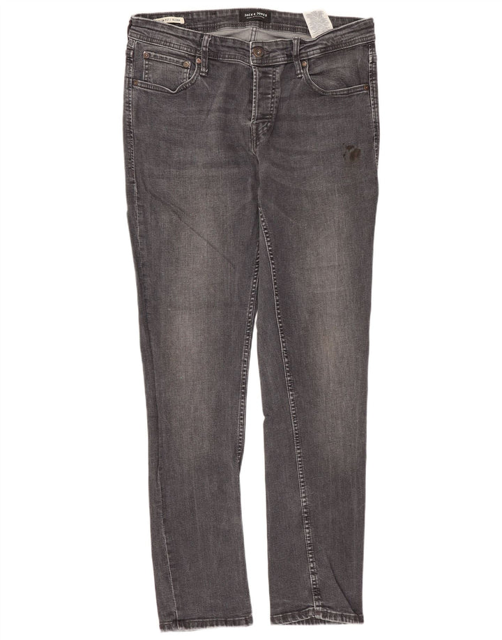 JACK & JONES Herren GLENN Slim Jeans W32 L32 Graue Baumwolle