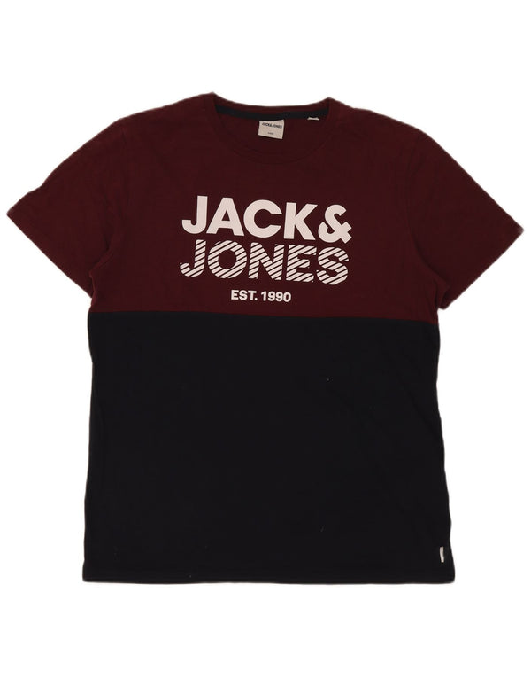 Jack & Jones Herren-T-Shirt mit Grafik, XL, Burgunderrot, Colourblock-Baumwolle