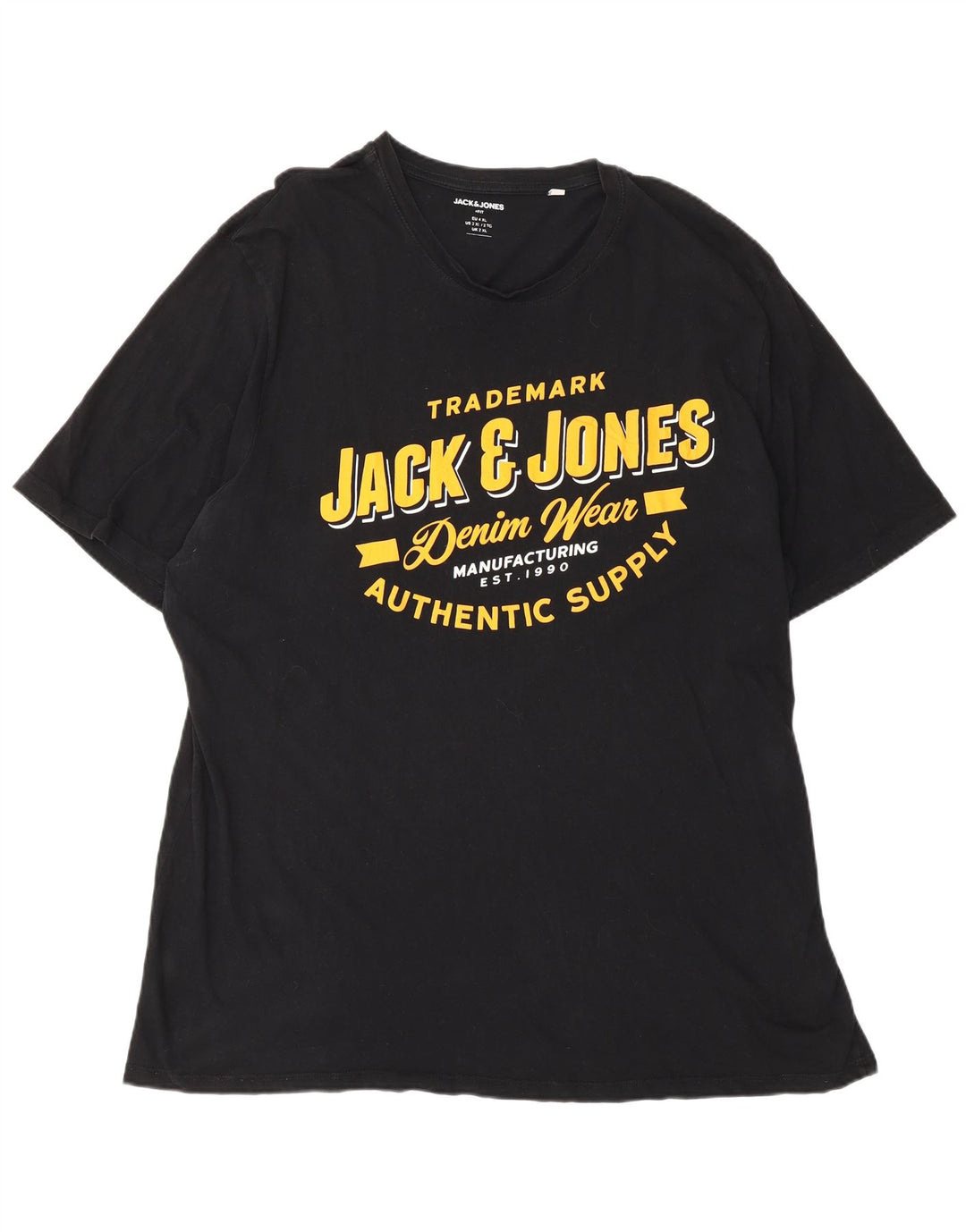 Jack & Jones Herren Grafik T-Shirt Top 2XL Schwarz Baumwolle