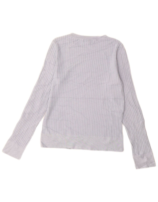 Calvin Klein Jeans Damen-Pullover mit grafischem U-Boot-Ausschnitt, Gr. 10, klein, Blau