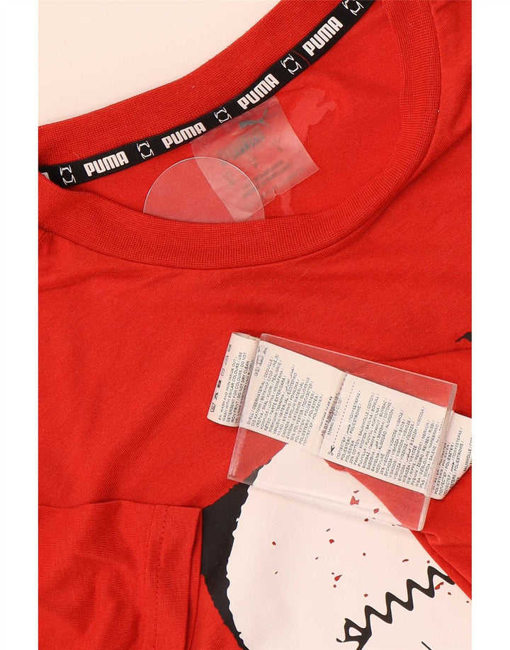 Puma Herren Grafik T-Shirt Top Small Rot Polyester