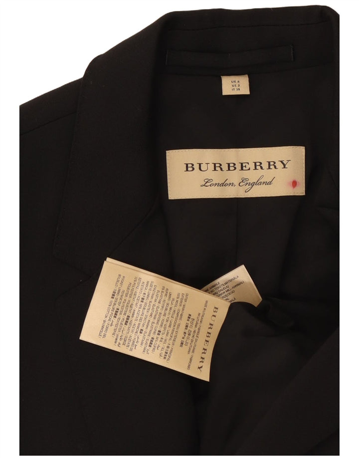 Burberry Damen-Blazer mit 1 Knopf, UK 4 XS, schwarze Wolle, klassisch