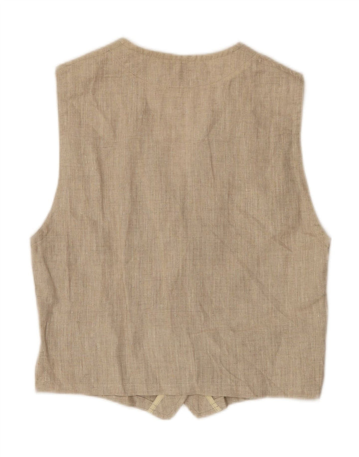 Vintage Damen Weste UK 8 Small Beige Leinen