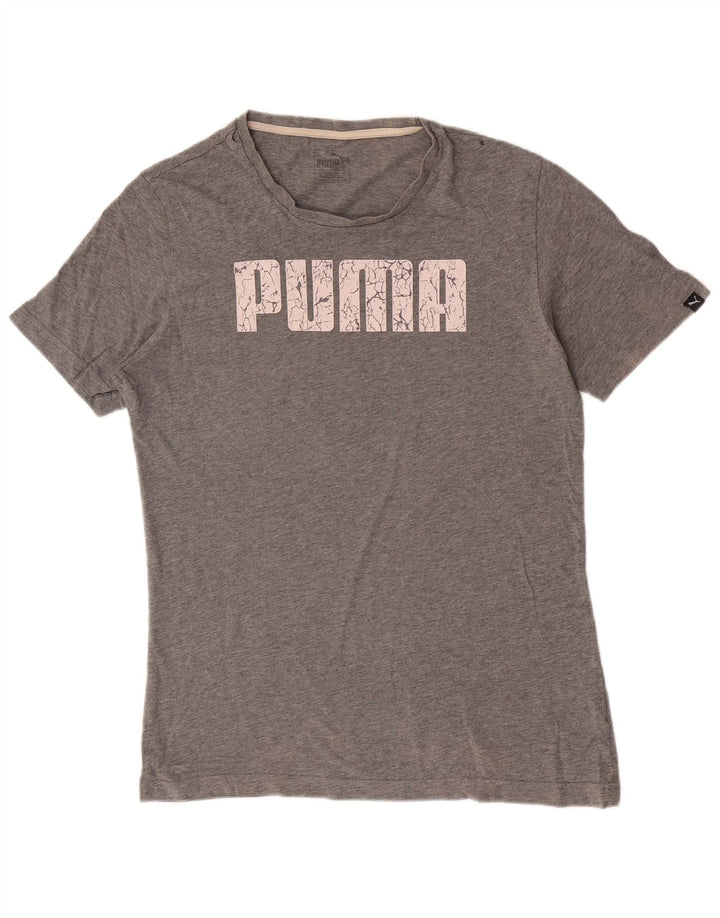 Puma Herren Grafik T-Shirt Top Small Grau Baumwolle